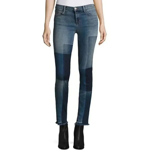 J Brand  | Blue Rise Reunion Patchwork Design Skinny Jeans - Picture 1 of 10